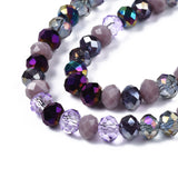 Electroplate Glass Beads Strands, Faceted, Rondelle, Lilac, 5.5~6x5mm, Hole: 1mm, about 90~92pcs/strand, 16.54 inch~16.93 inch(42~43cm)