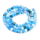 Electroplate Glass Beads Strands, Faceted, Rondelle, Deep Sky Blue, 5.5~6x5mm, Hole: 1mm, about 90~92pcs/strand, 16.54 inch~16.93 inch(42~43cm)