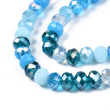 Electroplate Glass Beads Strands, Faceted, Rondelle, Deep Sky Blue, 5.5~6x5mm, Hole: 1mm, about 90~92pcs/strand, 16.54 inch~16.93 inch(42~43cm)