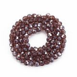 Electroplate Glass Bead Strands, Pearl Luster Plated, Faceted(32 Facets), Round, Purple, about 4mm in diameter, hole: 0.5mm, about 100pcs/strand, 14.2 inch