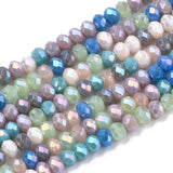 Electroplate Glass Beads Strands, AB Color Plated, Faceted, Rondelle, Royal Blue, 3x2.5mm, Hole: 0.7mm, about 188~190pcs/16.93 inch~17.71 inch(43~45cm)