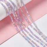 Electroplate Glass Beads Strands, AB Color Plated, Faceted, Abacus, Lilac, 3x2.5mm, Hole: 0.7mm, about 185pcs/strand, 17.32 inch(44cm)