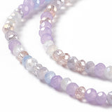 Electroplate Glass Beads Strands, AB Color Plated, Faceted, Abacus, Lilac, 3x2.5mm, Hole: 0.7mm, about 185pcs/strand, 17.32 inch(44cm)