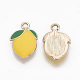 Alloy Enamel Pendants, Light Gold, Lemon, Gold, 20.5x13.5x2.5mm, Hole: 2mm, 10pc/Set