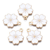 Alloy Enamel Pendants, Sakura Flower, Light Gold, Mixed Color, 20.5x17.5x1.5mm, Hole: 2mm, 10pc/Set