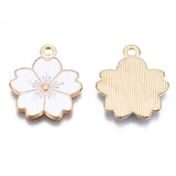 Alloy Enamel Pendants, Sakura Flower, Light Gold, Mixed Color, 20.5x17.5x1.5mm, Hole: 2mm, 10pc/Set