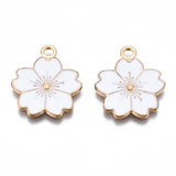 Alloy Enamel Pendants, Sakura Flower, Light Gold, Mixed Color, 20.5x17.5x1.5mm, Hole: 2mm, 10pc/Set