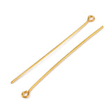 Golden Plated Brass Eye Pin for Jewelry Making, Cadmium Free & Lead Free, 50x0.7mm, Hole: 2mm, 100pc/Set