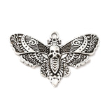 Alloy Pendant, Skull & Moth, Antique Silver, 27x43x3mm, Hole: 2.3mm, 10pcs/Set