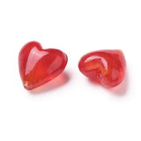 Handmade Silver Foil Glass Beads, Heart, Red, 20x20x13mm, Hole: 2mm, 10pc/Set