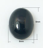 Natural Black Agate Cabochons, Oval, 8x6x3mm, 5pc/Set