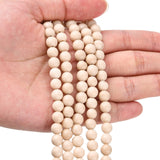 Natural Fossil Beads Strands, Round, 6mm, Hole: 1mm, about 59~60pcs/strand, 15.3 inch