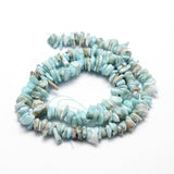 Natural Larimar Chip Beads Strands, 5~14x4~10mm, Hole: 1mm, about 15 inch