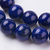 Natural Lapis Lazuli Beads Strands, Dyed, Round, Blue, 12mm, Hole: 1mm, about 16pcs/strand, 7.6 inch