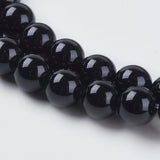 Natural Black Onyx Beads Strands, Dyed, Round, 6mm, Hole: 1mm, about 64pcs/strand, 15 inch