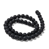 Natural Black Agate Bead Strands, Frosted, Round, 8mm, Hole: 1mm, about 49pcs/strand, 15.7 inch