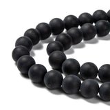 Natural Black Agate Bead Strands, Frosted, Round, 8mm, Hole: 1mm, about 49pcs/strand, 15.7 inch