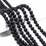 Natural Black Agate Bead Strands, Frosted, Round, 8mm, Hole: 1mm, about 49pcs/strand, 15.7 inch