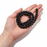 Natural Black Agate Bead Strands, Frosted, Round, 8mm, Hole: 1mm, about 49pcs/strand, 15.7 inch