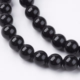 Natural Black Onyx Beads Strands, Grade AB, Round, Dyed & Heated, Black, 6mm, Hole: 0.8mm, about 65pcs/strand, 15.5 inch