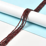 Natural Garnet Beads Strands, Faceted, Round, 3~3.5mm, Hole: 0.6mm, about 140pcs/strand, 15.35''(39cm)