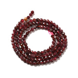 Natural Garnet Beads Strands, Faceted, Round, 3~3.5mm, Hole: 0.6mm, about 140pcs/strand, 15.35''(39cm)