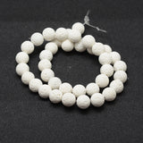 Unwaxed Natural Lava Rock Beads Strands, Round, White, 6mm, Hole: 1.2mm, about 63pcs/strand, 15.3 inch(39cm)