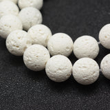 Unwaxed Natural Lava Rock Beads Strands, Round, White, 6mm, Hole: 1.2mm, about 63pcs/strand, 15.3 inch(39cm)