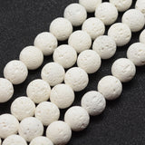 Unwaxed Natural Lava Rock Beads Strands, Round, White, 6mm, Hole: 1.2mm, about 63pcs/strand, 15.3 inch(39cm)