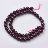 Natural Garnet Beads Strands, Round, 8mm, Hole: 1mm, about 49pcs/strand, 15.1 inch(38.5cm)