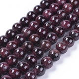 Natural Garnet Beads Strands, Round, 8mm, Hole: 1mm, about 49pcs/strand, 15.1 inch(38.5cm)