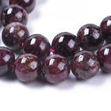 Natural Garnet Beads Strands, Round, 8mm, Hole: 1mm, about 49pcs/strand, 15.1 inch(38.5cm)