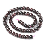 Natural Garnet Beads Strands, Round, 8mm, Hole: 1mm, about 49pcs/strand, 15.1 inch(38.5cm)