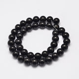 Natural Eyeless Obsidian Beads Strands, Round, 6mm, Hole: 1mm, about 62pcs/strand, 15.35 inch