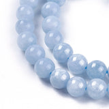 Natural White Jade Beads Strands, Dyed, Imitation Aquamarine, Round, 6~6.5mm, Hole: 1.2mm, about 61pcs/strand, 14.5 inch~14.8 inch(37~37.5cm)