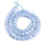 Natural White Jade Beads Strands, Dyed, Imitation Aquamarine, Round, 6~6.5mm, Hole: 1.2mm, about 61pcs/strand, 14.5 inch~14.8 inch(37~37.5cm)