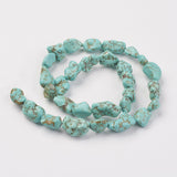 Natural Green Turquoise Beads Strands, Nuggets, 9~19x7~12x5~11mm, Hole: 1mm, about 30pcs/strand, 15.55 inch