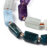 Natural Mixed Gemstone Beads Strands, with Seed Beads, Natural Citrine & Lapis Lazuli & Amazonite & Amethyst & Aquamarine & Botswana Agate, Faceted, Column, 8.5~12x5.5~7.5x4.5~7mm, Hole: 1.2mm, about 15~16pcs/strand, 7.09 inch~7.68 inch(18~19.5cm)