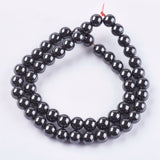 Magnetic Synthetic Hematite Beads Strands, Grade A, Round, Black, 8mm, Hole: 1mm, 15.5 inch