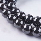 Magnetic Synthetic Hematite Beads Strands, Grade A, Round, Black, 8mm, Hole: 1mm, 15.5 inch