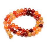 Natural Dragon Veins Agate Beads Strands, Dyed, Round, Dark Orange, 8mm, Hole: 1mm, about 48pcs/strand, 14.96 inch