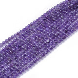 Natural Gemstone Beads Strands, Amethyst, AB Grade, Round, Purple, 8mm, Hole: 1mm, about 48pcs/strand