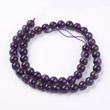 Natural Gemstone Beads Strands, Amethyst, AB Grade, Round, Purple, 8mm, Hole: 1mm, about 48pcs/strand