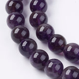 Natural Gemstone Beads Strands, Amethyst, AB Grade, Round, Purple, 8mm, Hole: 1mm, about 48pcs/strand