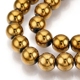 Non-Magnetic Synthetic Hematite Beads Strands, Color Plated, Grade A, Round, Goldenrod, 8mm, Hole: 1mm