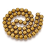 Non-Magnetic Synthetic Hematite Beads Strands, Color Plated, Grade A, Round, Goldenrod, 8mm, Hole: 1mm