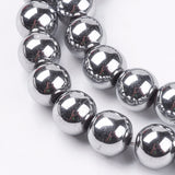 8MM Grade A Round Non-Magnetic Synthetic Hematite Beads Strands, Platinum Plated, 8mm, Hole: 1~2mm, about 55pcs/strand