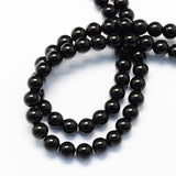 Round Natural Black Onyx Stone Beads Strands, 6mm, Hole: 1mm, about 63pcs/strand, 15.7 inch