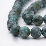 Natural Jasper Beads Strands, Imitation African Turquoise, Dyed, Frosted Style, Round, 8mm, Hole: 1mm, about 46pcs/strand, 14.96 inch(38cm)