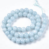 Natural Chalcedony Beads Strands, Imitation Aquamarine, Dyed & Heated, Round, 8~9mm, Hole: 1mm, about 45~48pcs/strand, 15.7 inch